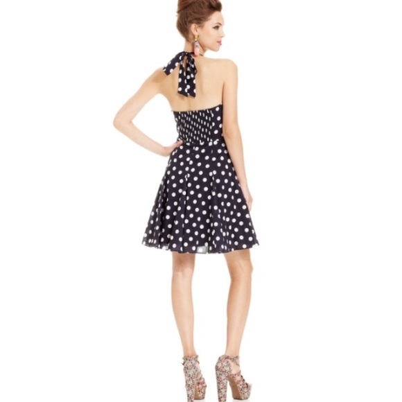 Betsey Johnson • navy blue halter dress 100%cotton - Picture 3 of 6